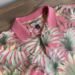 Tommy Bahama Men's Large Hawaiian Silk Blend Short Sleeve Polo Shirt Top‎